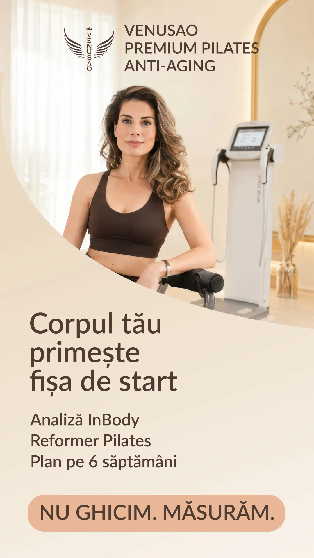 Oferta Venusao: fișa de start — analiză InBody, Reformer Pilates și plan pe 6 săptămâni